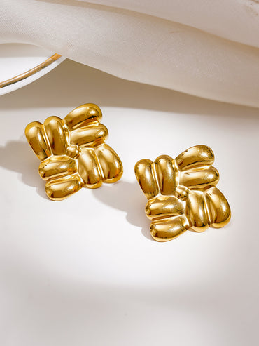 Demi Fine Golden Charm Statement Studs Earrings