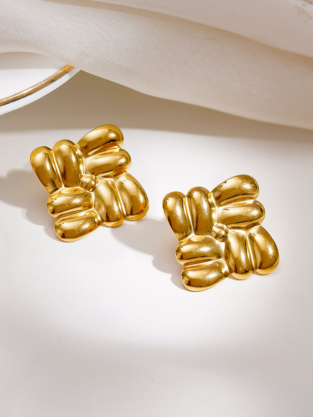 Demi Fine Golden Charm Statement Studs Earrings
