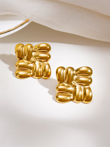 Demi Fine Golden Charm Statement Studs Earrings