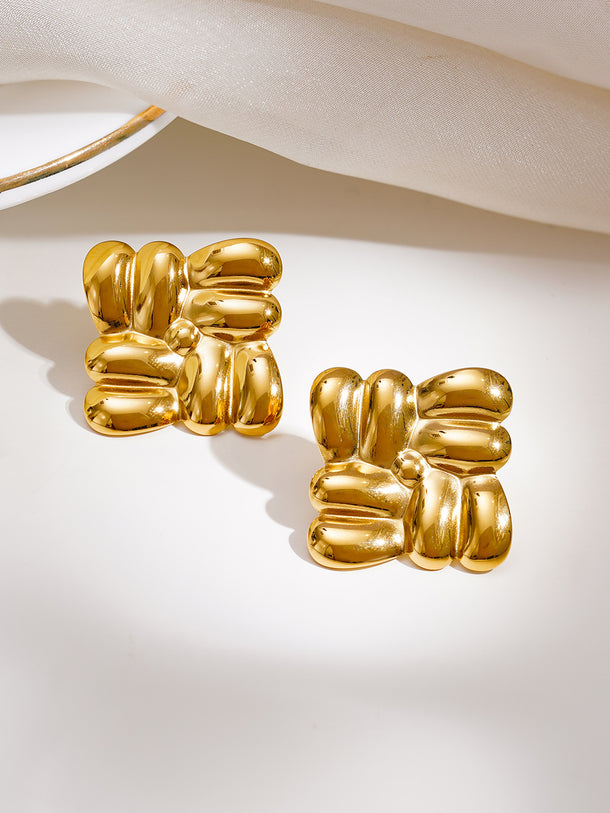 Demi Fine Golden Charm Statement Studs Earrings