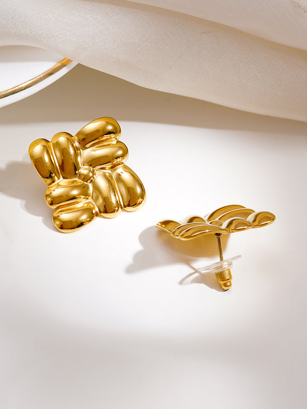 Demi Fine Golden Charm Statement Studs Earrings