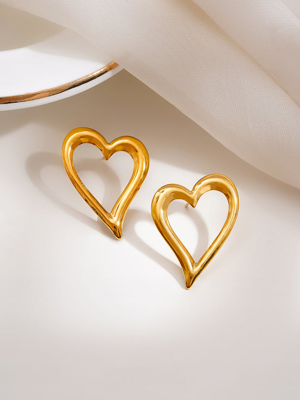 Demi Fine Heart Outline Statement Studs