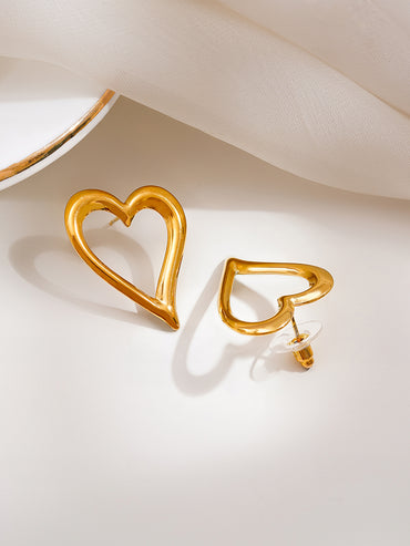 Demi Fine Heart Outline Statement Studs