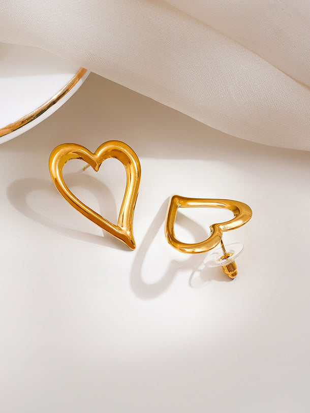 Demi Fine Heart Outline Statement Studs