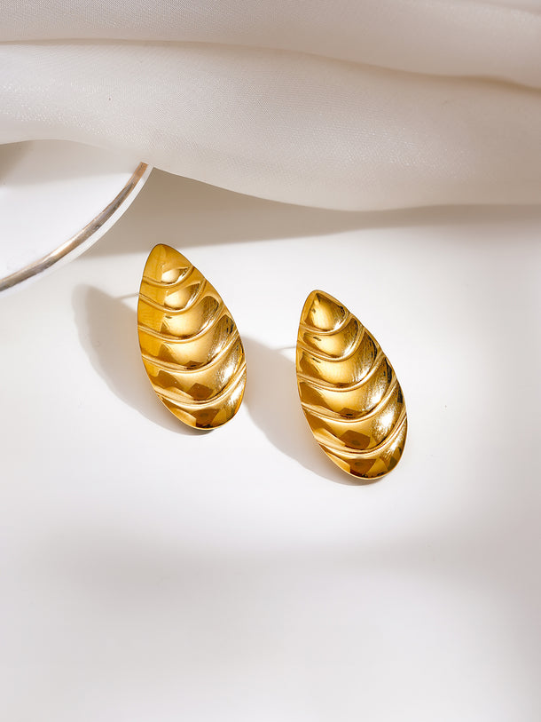 Demi Fine Golden Shell Statement Stud Earrings