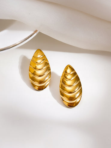 Demi Fine Golden Shell Statement Stud Earrings