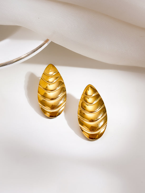 Demi Fine Golden Shell Statement Stud Earrings
