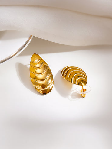 Demi Fine Golden Shell Statement Stud Earrings
