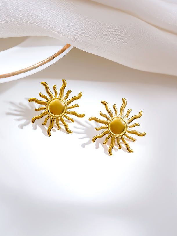 Demi Fine 18K Gold Plated Stainless steel Sun Stud Earrings