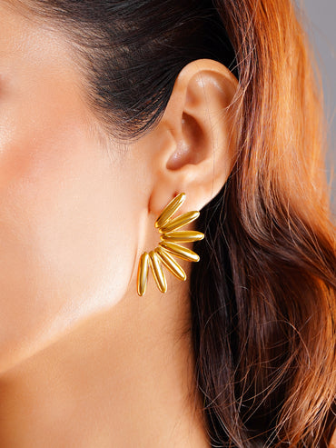 Demi Fine Golden Sunburst Statement Earrings