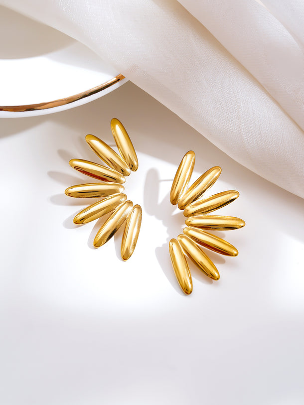 Demi Fine Golden Sunburst Statement Earrings