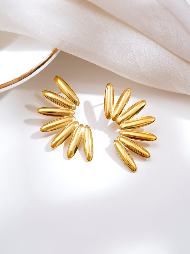 Demi Fine Golden Sunburst Statement Earrings