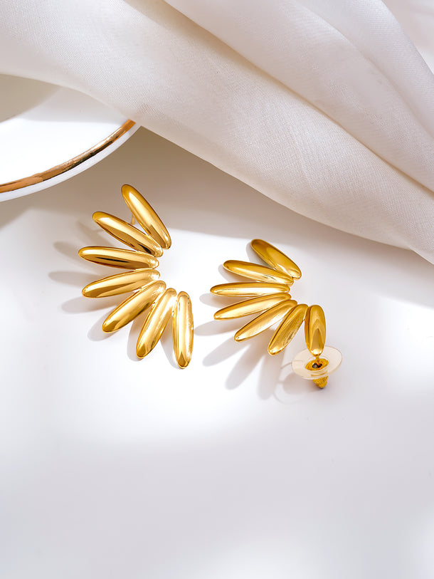 Demi Fine Golden Sunburst Statement Earrings