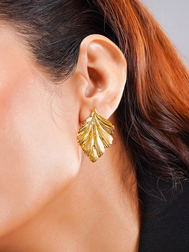Demi Fine Golden Leaf Statement Earrings