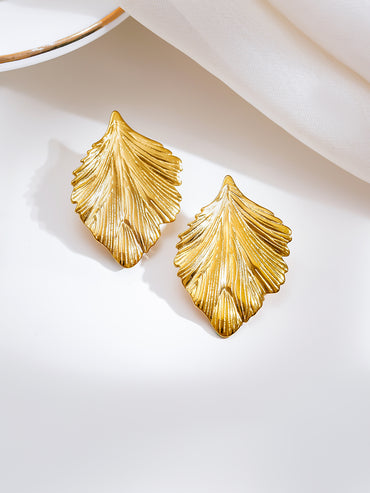 Demi Fine Golden Leaf Statement Earrings
