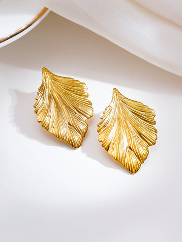 Demi Fine Golden Leaf Statement Earrings