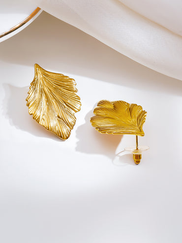 Demi Fine Golden Leaf Statement Earrings