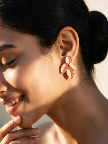 Gold Plated Blush Petal Stud Earrings