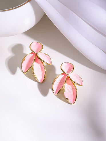 Gold Plated Blush Petal Stud Earrings