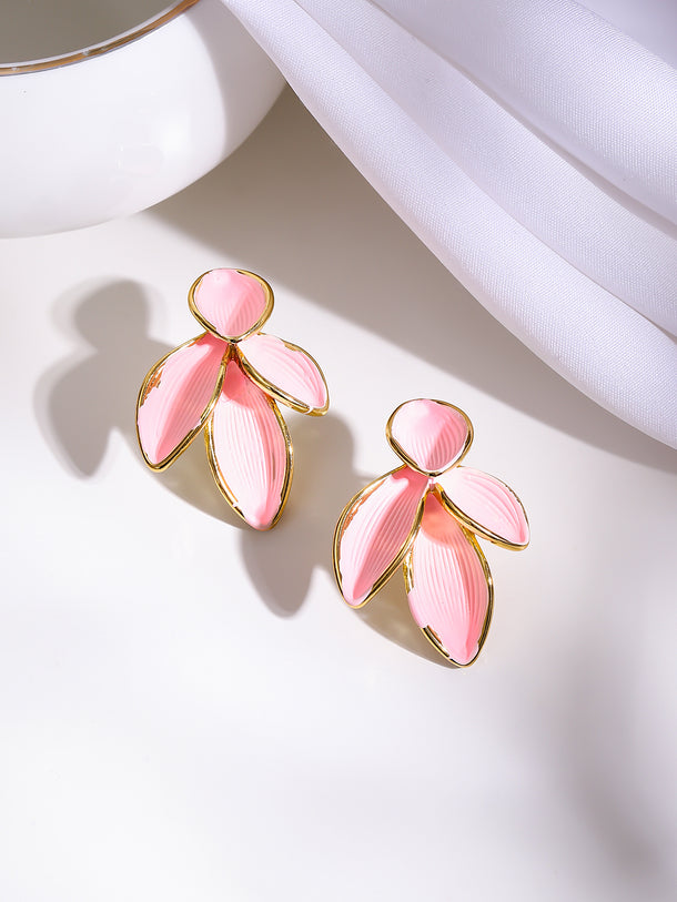 Gold Plated Blush Petal Stud Earrings