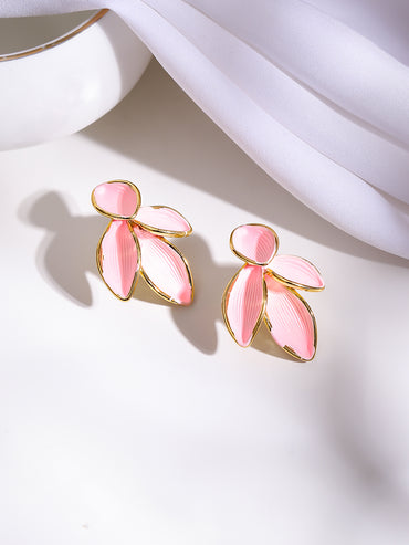 Gold Plated Blush Petal Stud Earrings