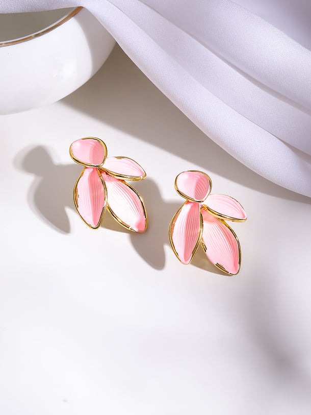 Gold Plated Blush Petal Stud Earrings
