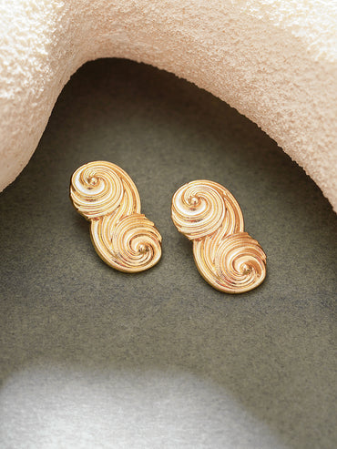 Gold Plated Abstract Design Stud Earrings