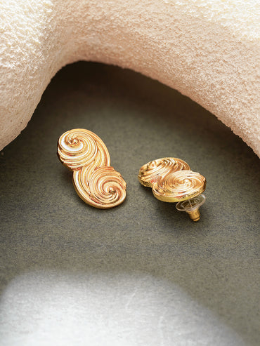 Gold Plated Abstract Design Stud Earrings
