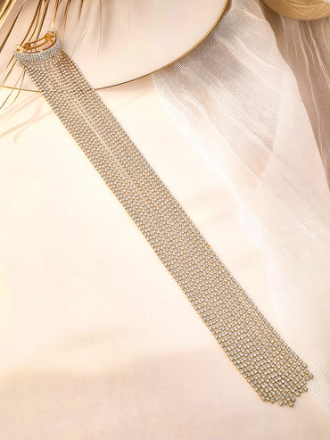 Rubans Voguish Silver Shimmery Long Fringe Rubberband