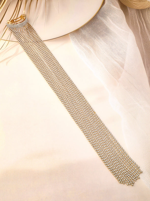 Rubans Voguish Silver Shimmery Long Fringe Rubberband