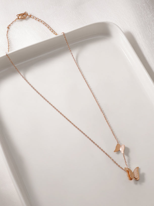 Rose Gold Butterfly Pendant Necklace