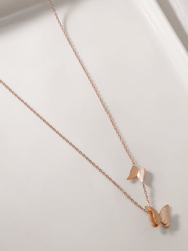 Rose Gold Butterfly Pendant Necklace