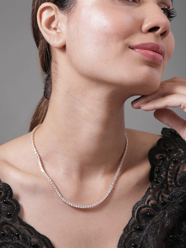 American Diamond Zirconia Studded Long Necklace