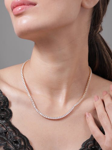 American Diamond Zirconia Studded Long Necklace