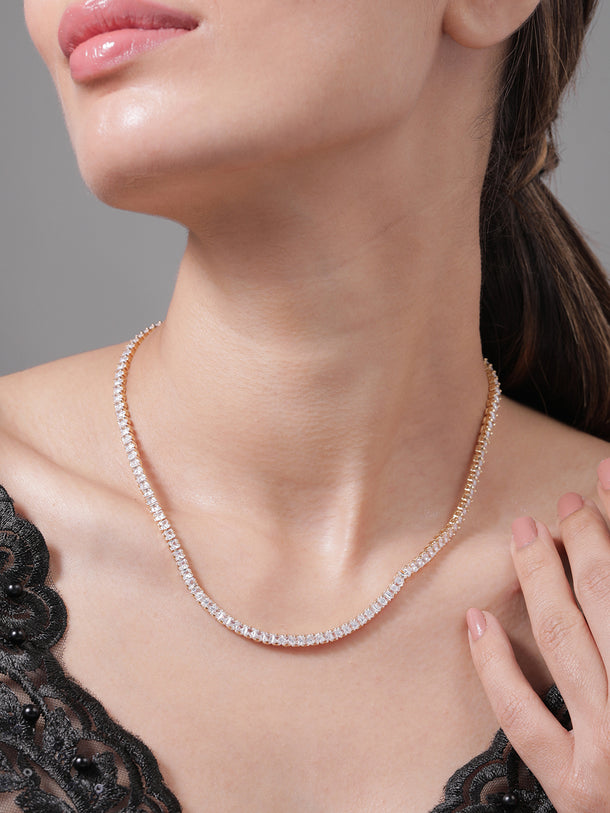 American Diamond Zirconia Studded Long Necklace