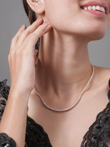 American Diamond Zirconia Studded Long Necklace