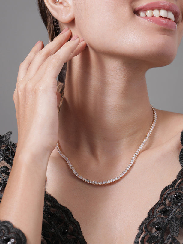 American Diamond Zirconia Studded Long Necklace