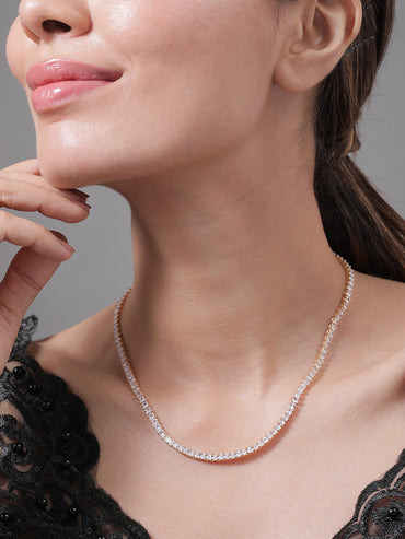 American Diamond Zirconia Studded Long Necklace