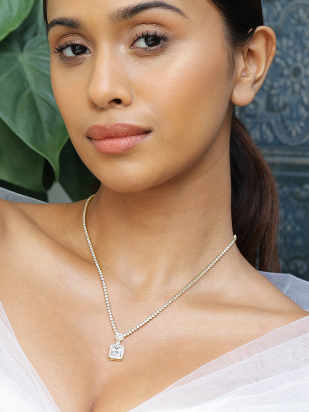 Radiant Diva American Diamond Zirconia Studded Necklace