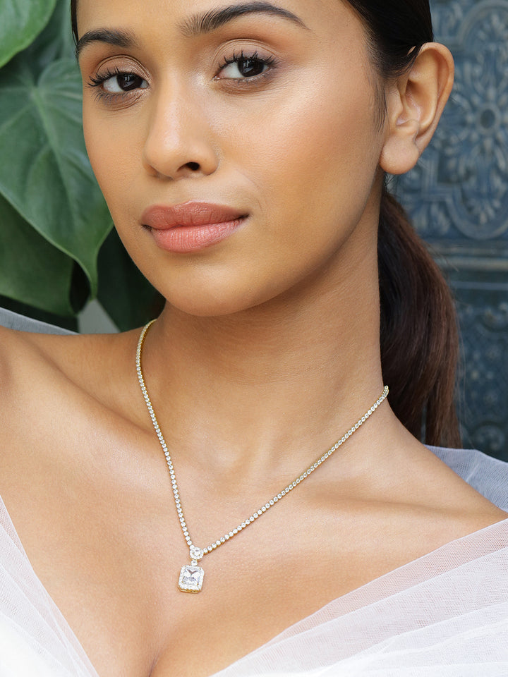 Radiant Diva American Diamond Zirconia Studded Necklace