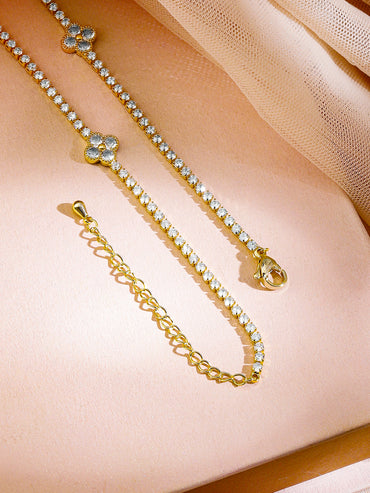 Floral Charms American Diamond Zirconia Necklace Chain