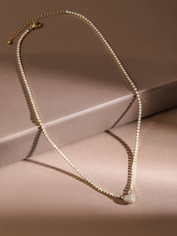 Lustrous American Diamond Zirconia Pendant Necklace