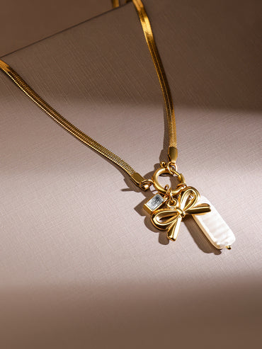 Bow Charm Modern Statement Necklace Chain