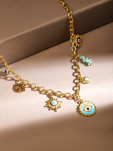 Playful Evil Eye Charm Necklace
