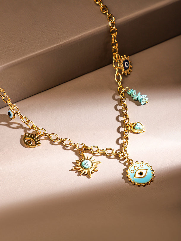 Playful Evil Eye Charm Necklace