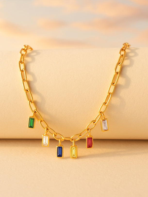 Multi Charm Gold Plated Necklace Chain