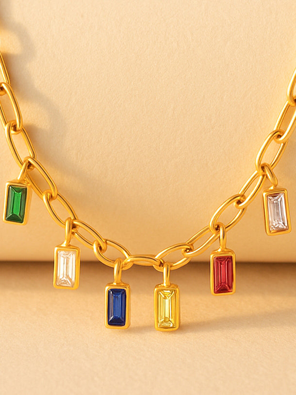 Multi Charm Gold Plated Necklace Chain