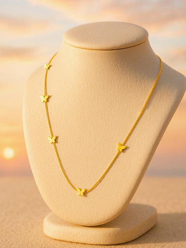 Butterfly Motif Gold Toned Necklace