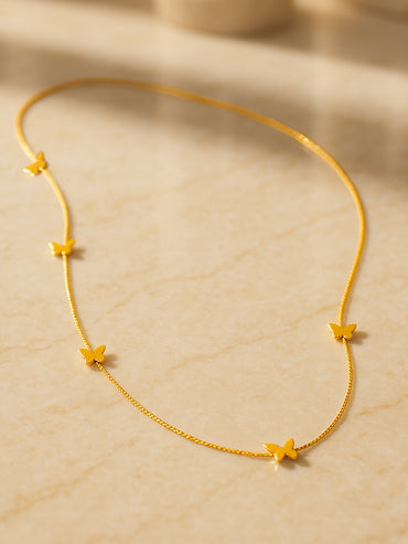 Butterfly Motif Gold Toned Necklace
