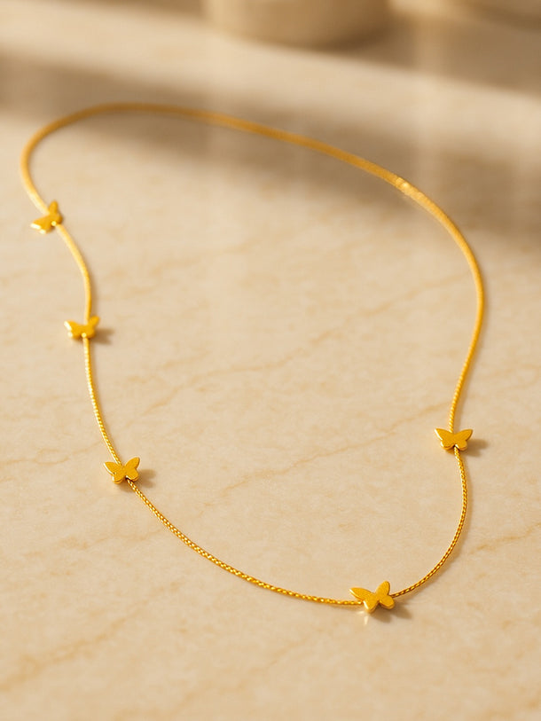 Butterfly Motif Gold Toned Necklace